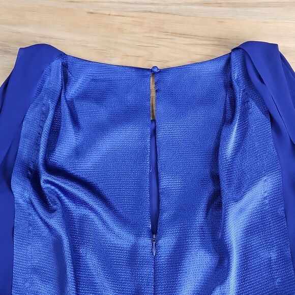 🐞Jessica Simpson Royal Blue Flutter Sleeve Peplum Waist Dress Size 6 - Picture 5 of 12